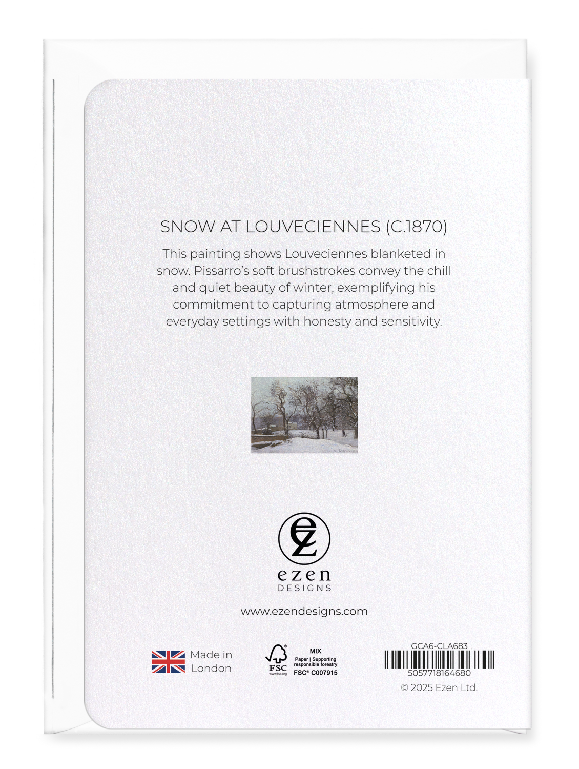 Ezen Designs - Snow at Louveciennes (c.1870) - Greeting Card - Back