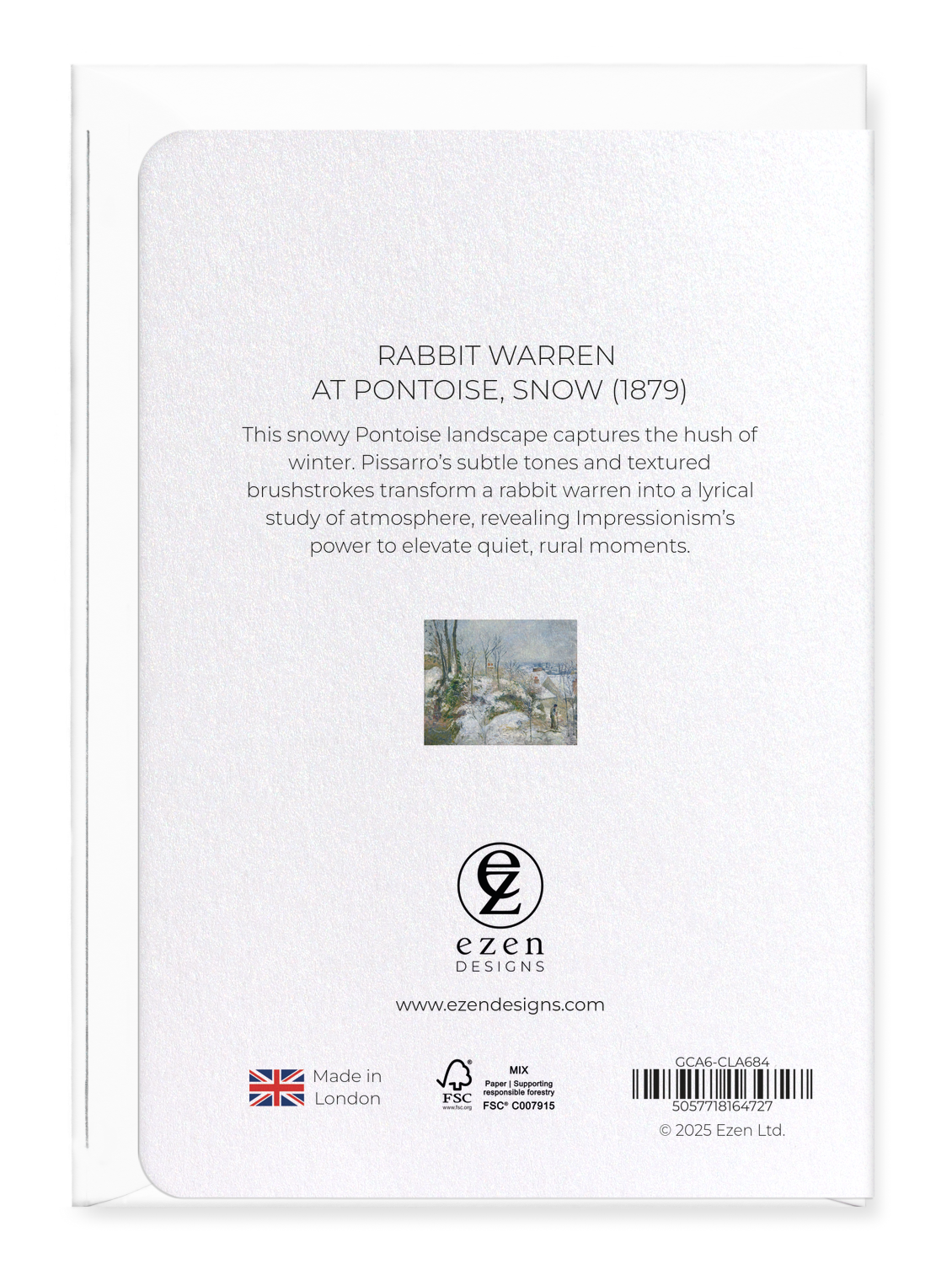 Ezen Designs - Rabbit Warren at Pontoise, Snow (1879) - Greeting Card - Back