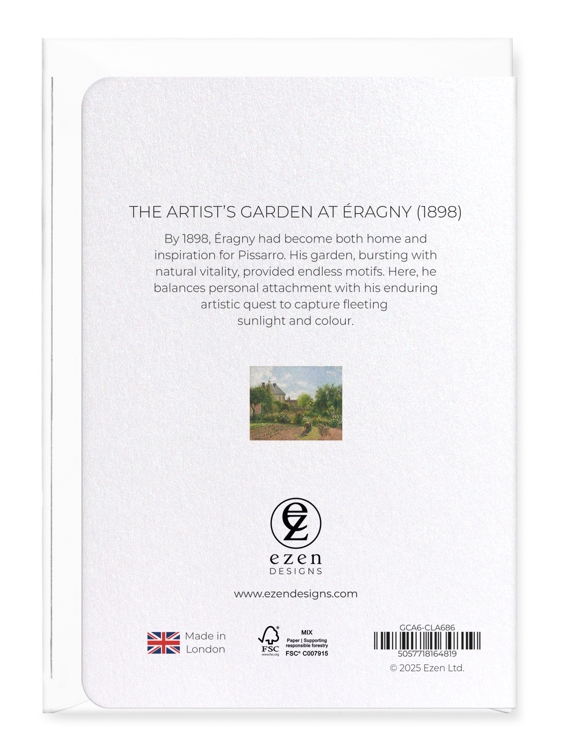 Ezen Designs - The Artist’s Garden at Éragny (1898) - Greeting Card - Back