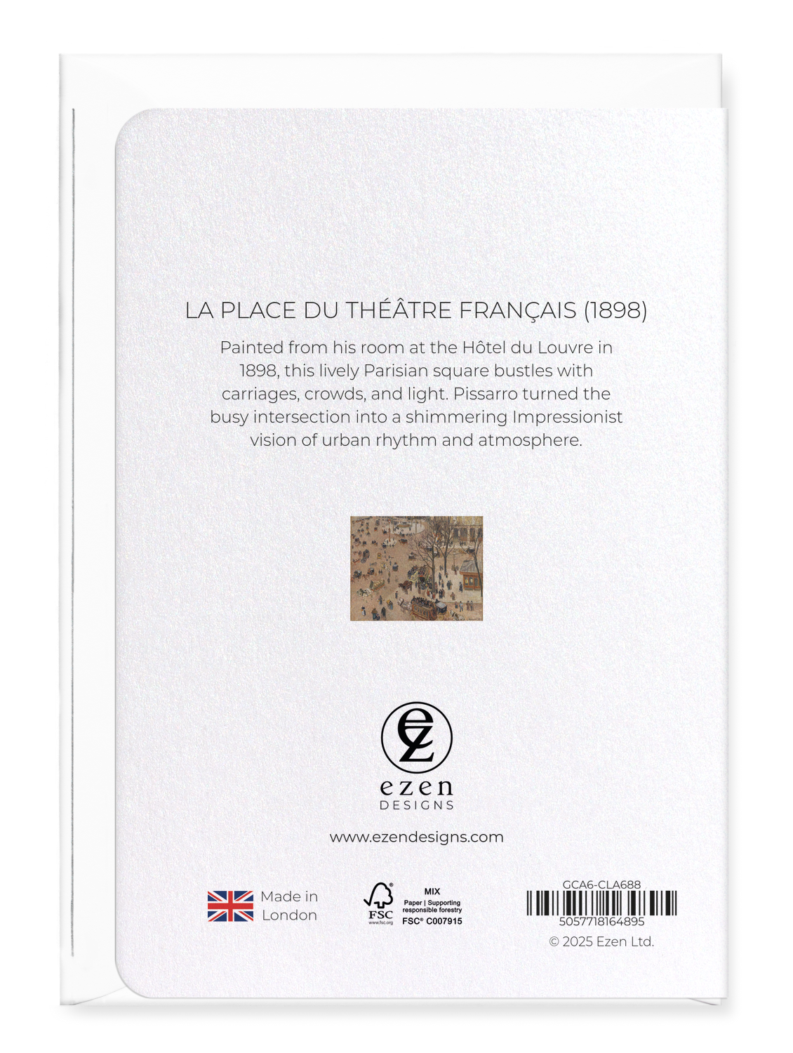 Ezen Designs - La Place du Théâtre Français (1898) - Greeting Card - Back