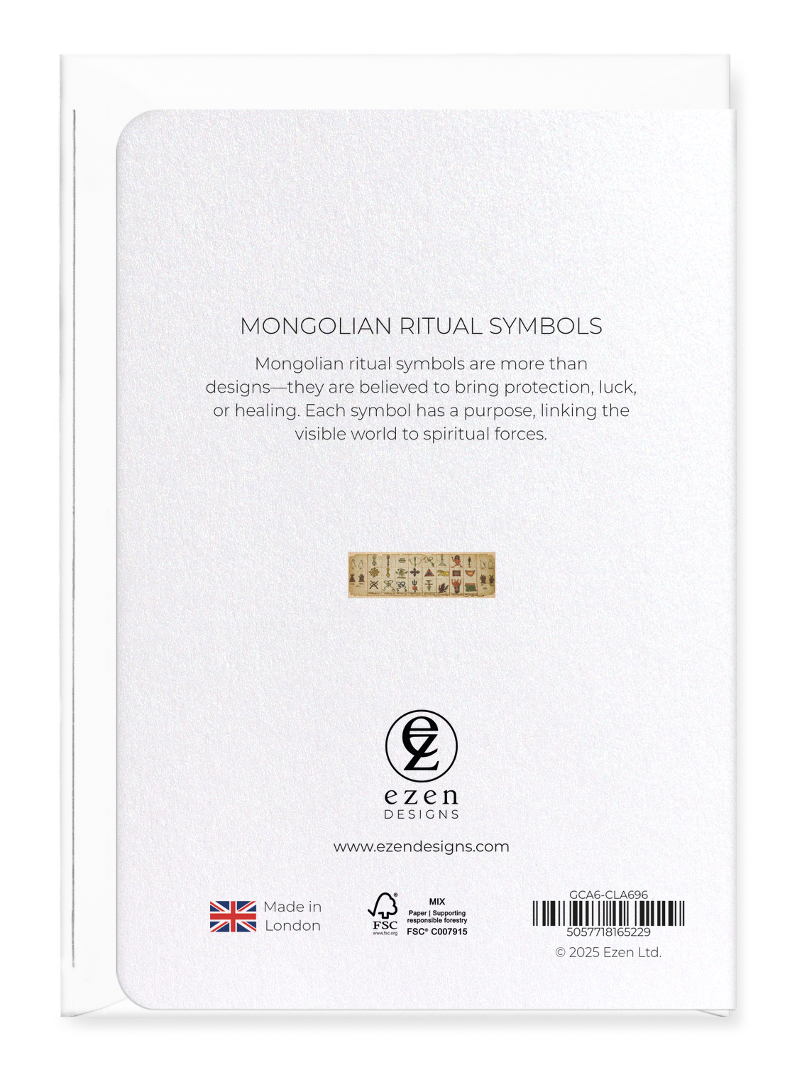 Ezen Designs - Mongolian Ritual Symbols - Greeting Card - Back