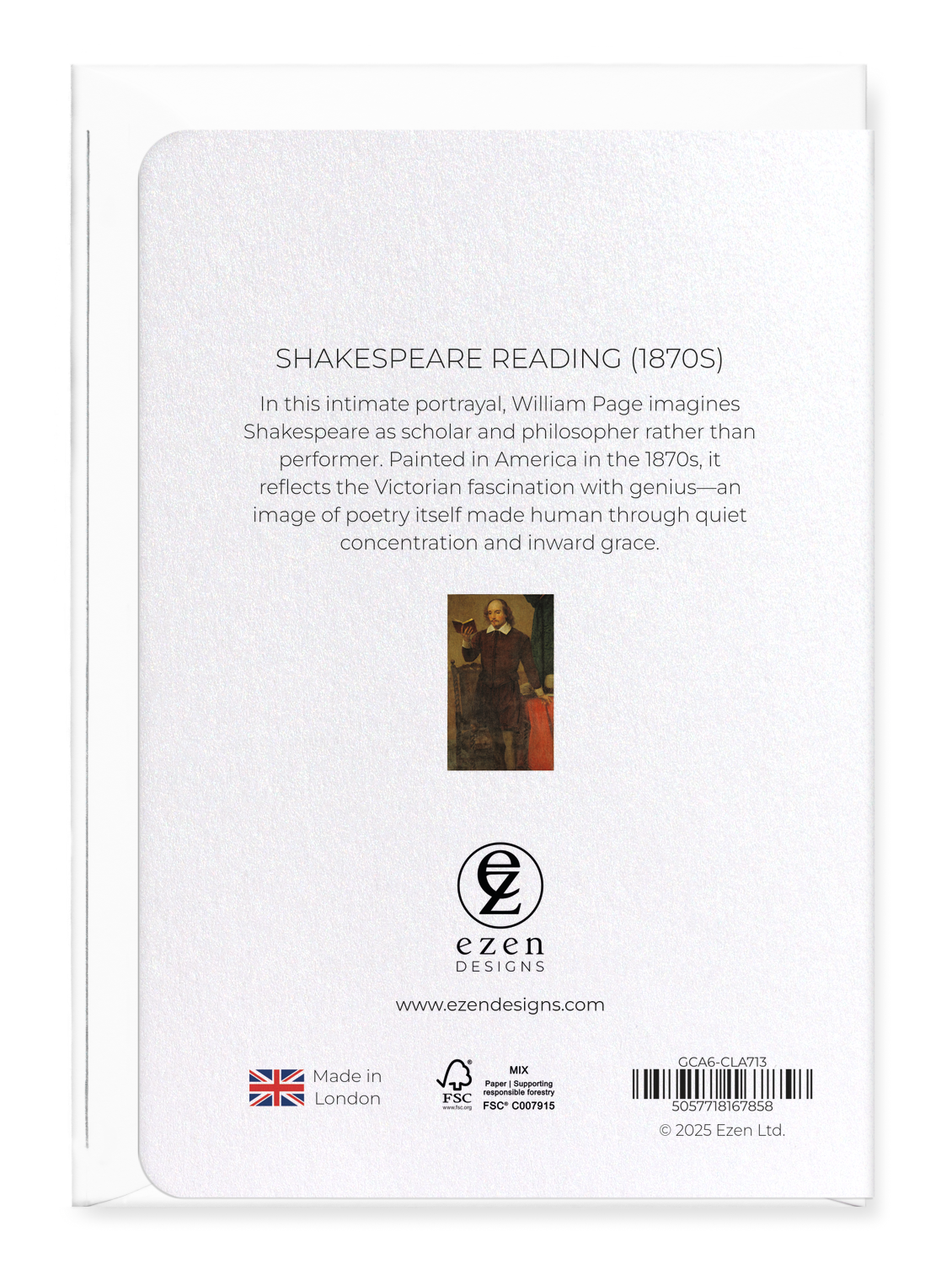 Ezen Designs - Shakespeare Reading (1870s) - Greeting Card - Back