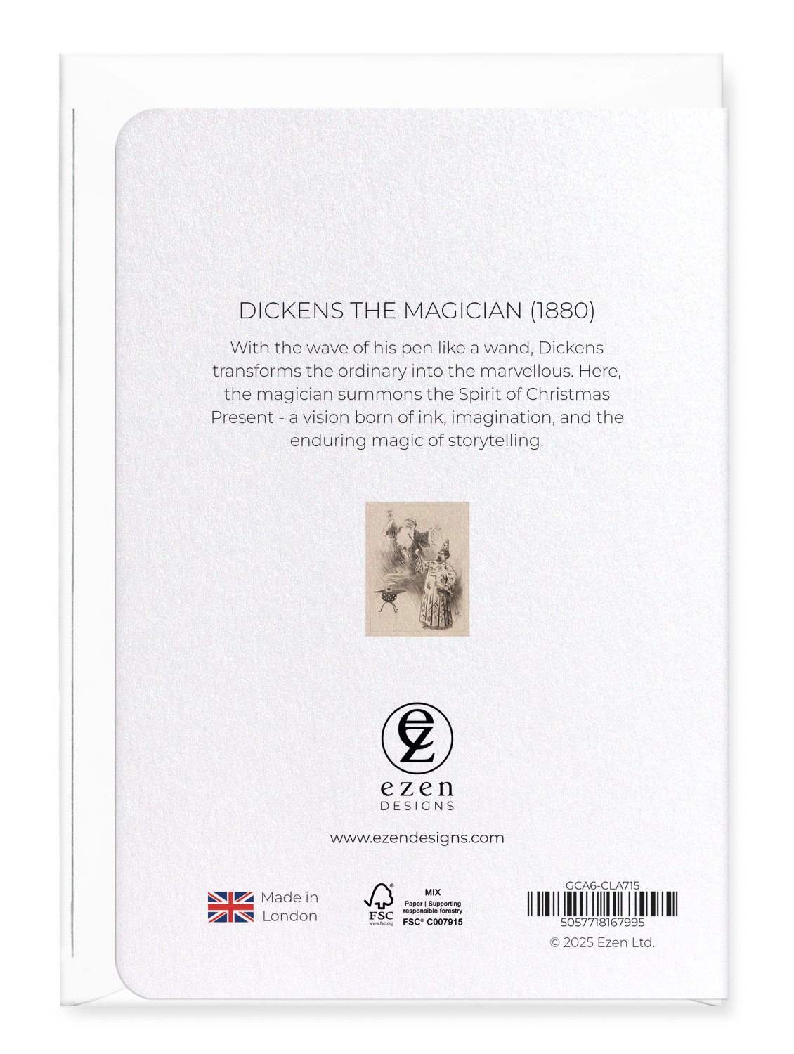 Ezen Designs - Dickens the Magician (1880) - Greeting Card - Back