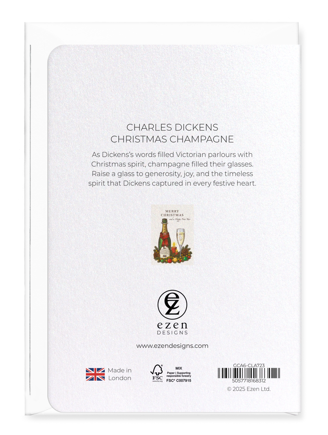 Ezen Designs - Charles Dickens Christmas Champagne - Greeting Card - Back