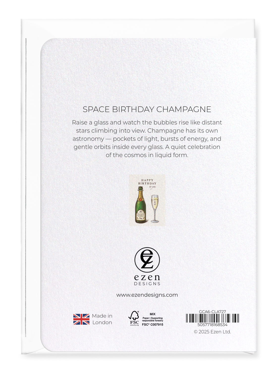 Ezen Designs - Space Birthday Champagne - Greeting Card - Back