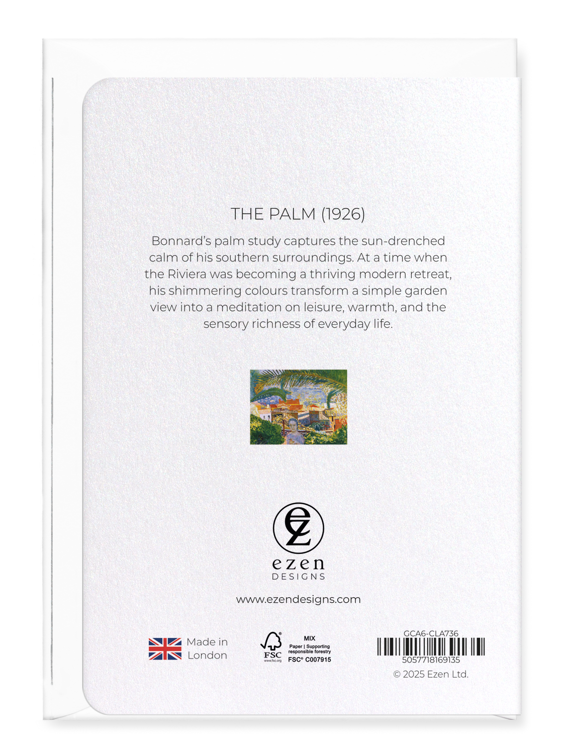 Ezen Designs - The Palm (1926) - Greeting Card - Back