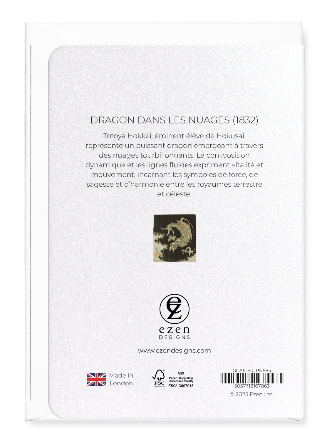 Ezen Designs - Dragon dans les nuages (1832) - Greeting Card - Back