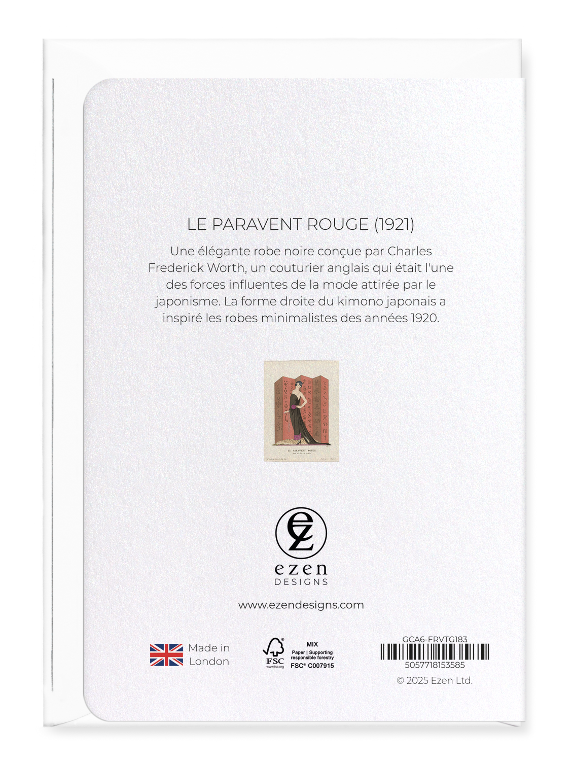 Ezen Designs - Le Paravent Rouge (1921) - Greeting Card - Back