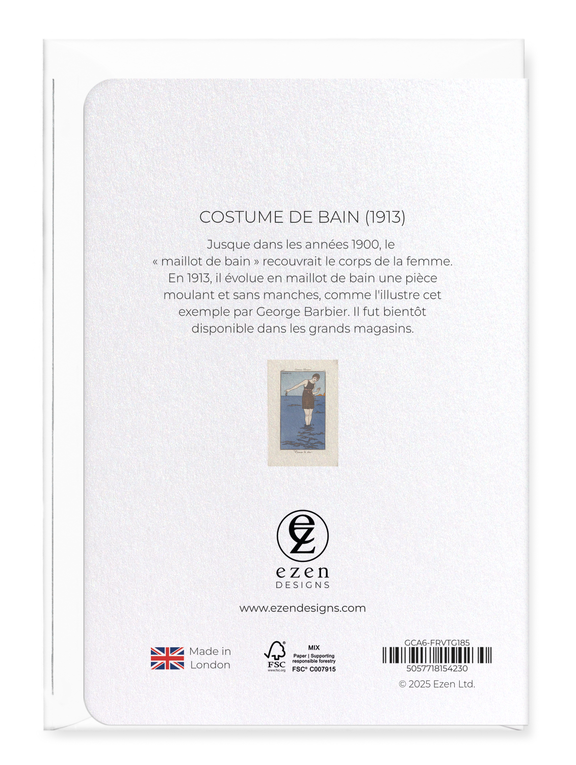 Ezen Designs - Costume de Bain (1913) - Greeting Card - Back