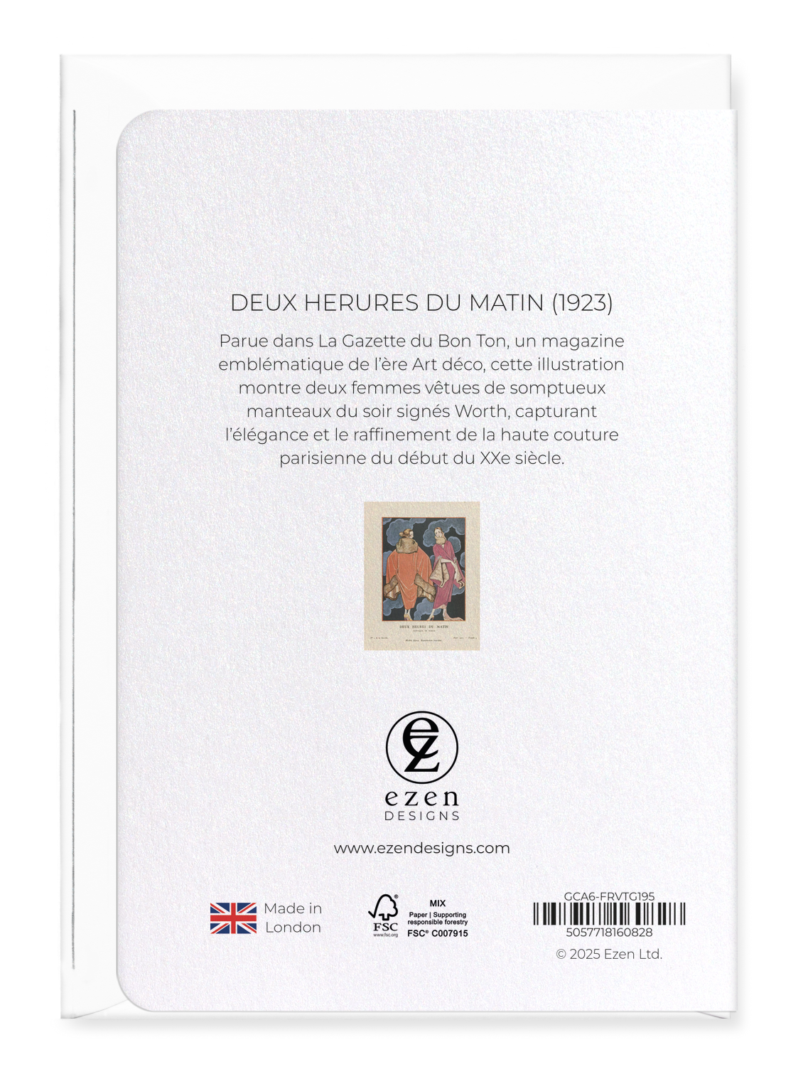 Ezen Designs - Deux Herures du Matin (1923) - Greeting Card - Back