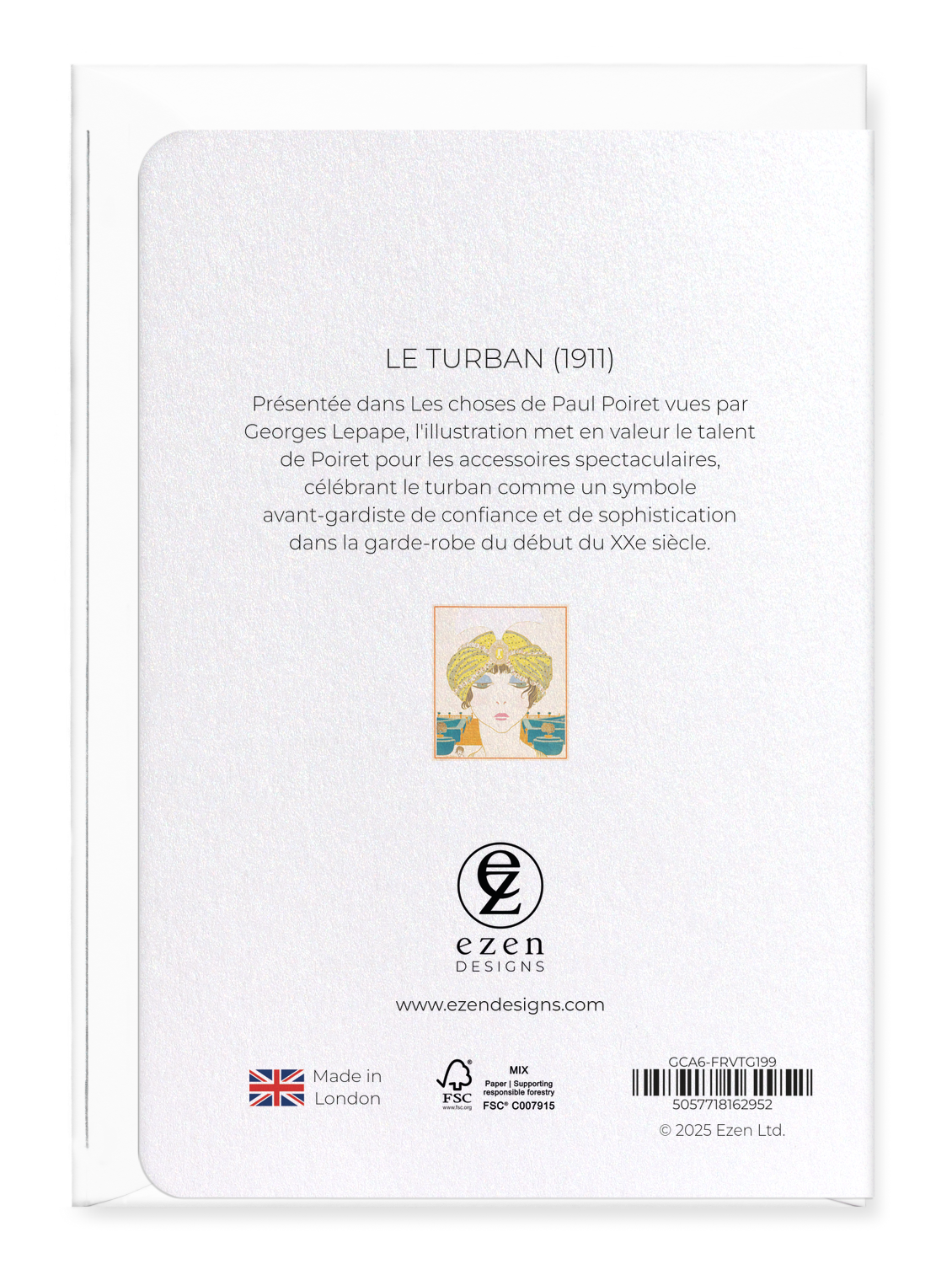 Ezen Designs - Le Turban (1911) - Greeting Card - Back