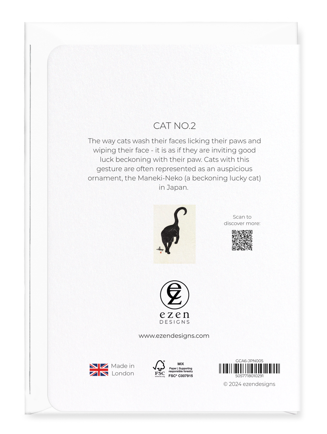 Ezen Designs - Cat no.2 - Greeting Card - Back