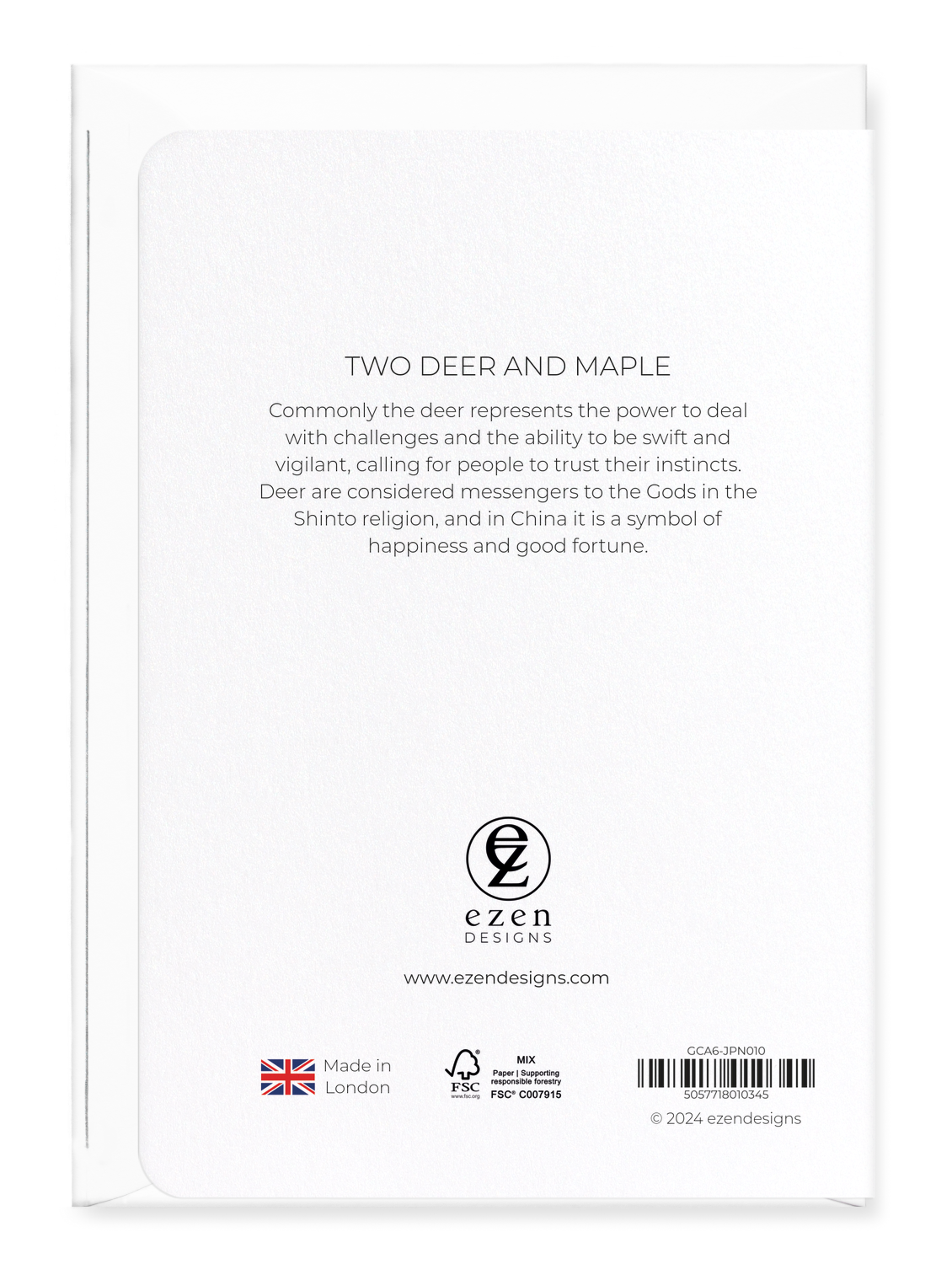 Ezen Designs - Two deer and maple - Greeting Card - Back