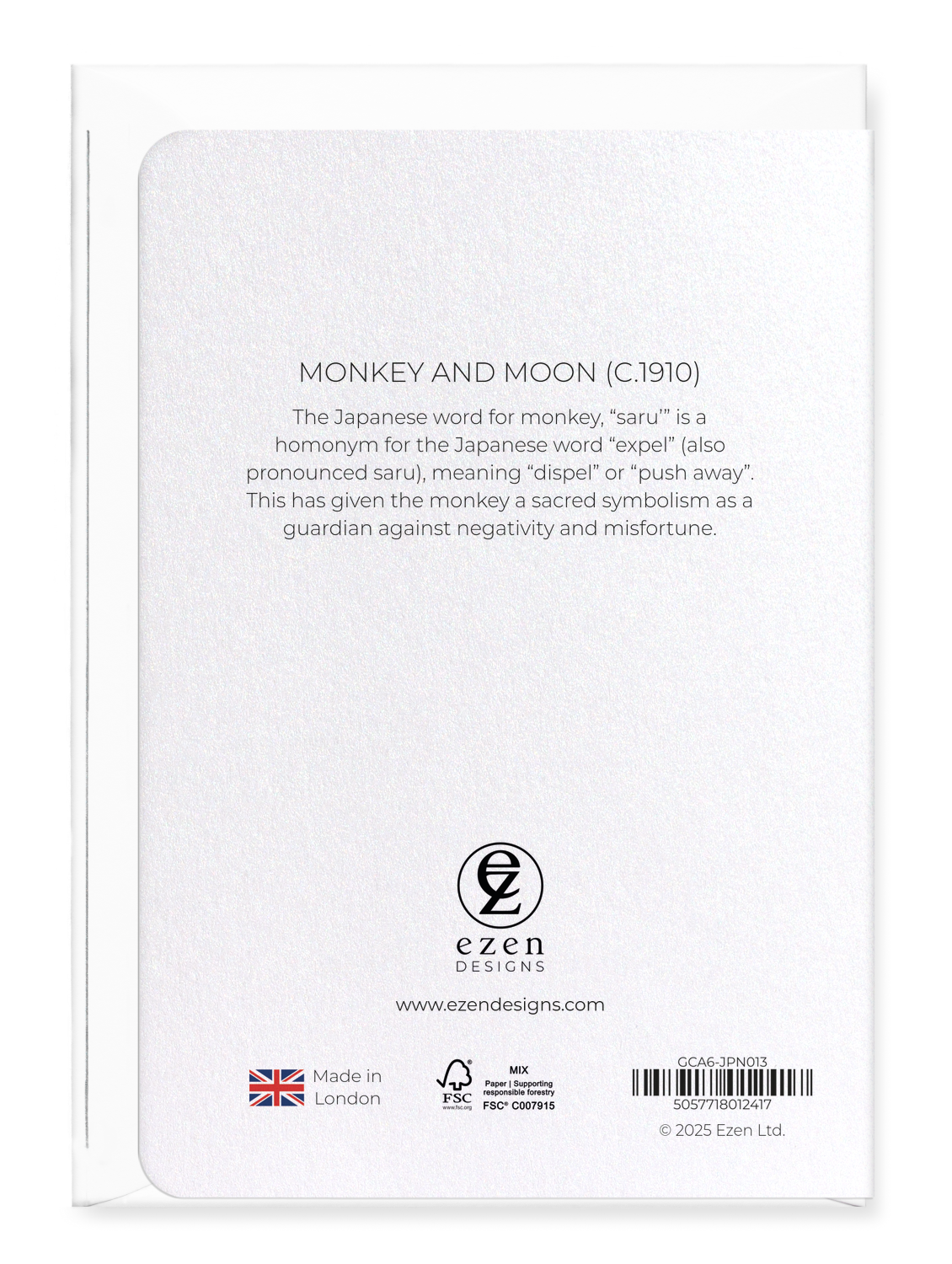 Ezen Designs - Monkey and moon (c.1910) - Greeting Card - Back