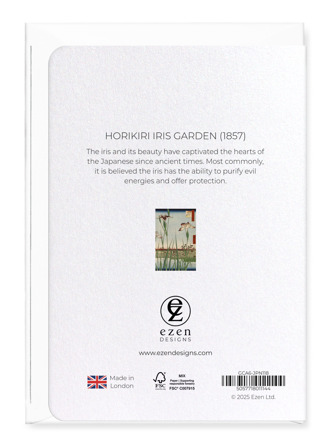 Ezen Designs - Horikiri Iris Garden (1857) - Greeting Card - Back
