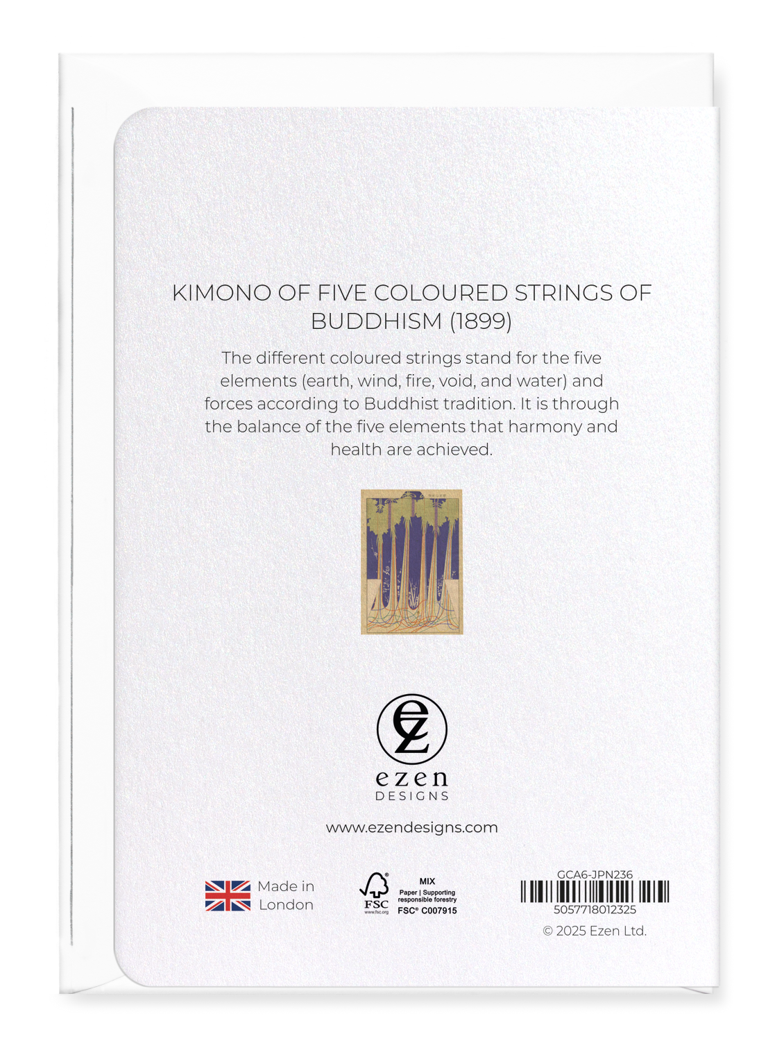 Ezen Designs - Kimono of Five Coloured Strings of Buddhism (1899) - Greeting Card - Back