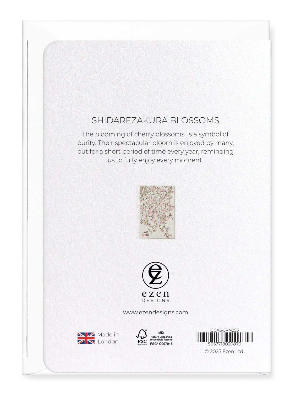 Ezen Designs - Shidarezakura blossoms - Greeting Card - Back