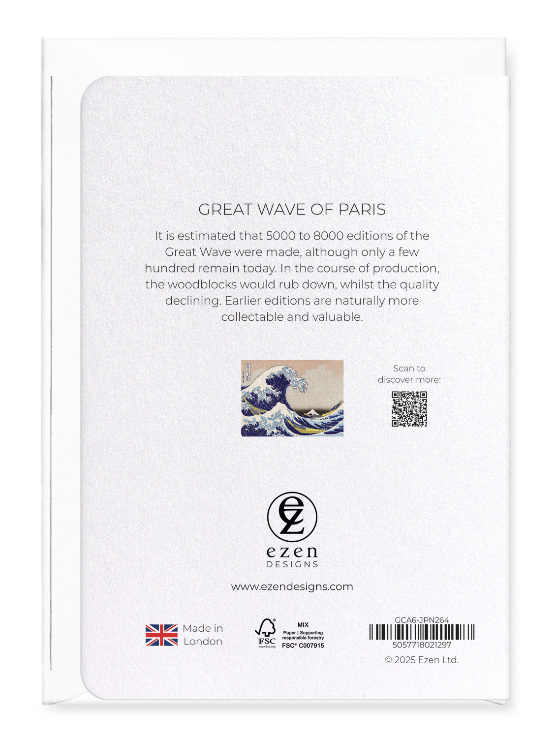 Ezen Designs - Great wave of paris - Greeting Card - Back