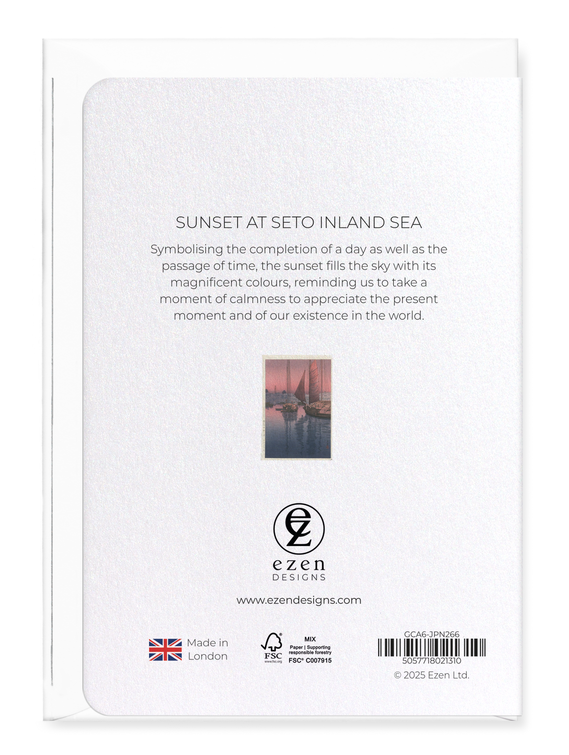 Ezen Designs - Sunset at seto inland sea - Greeting Card - Back