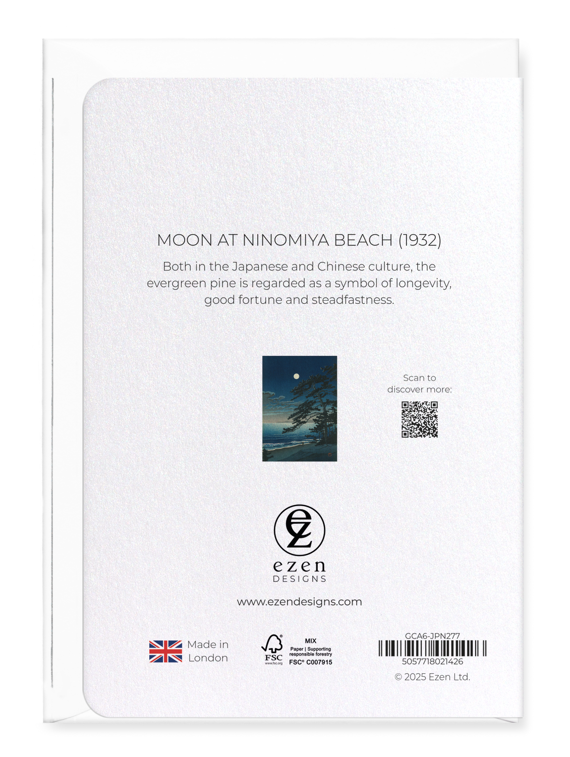 Ezen Designs - Moon at ninomiya beach (1932) - Greeting Card - Back