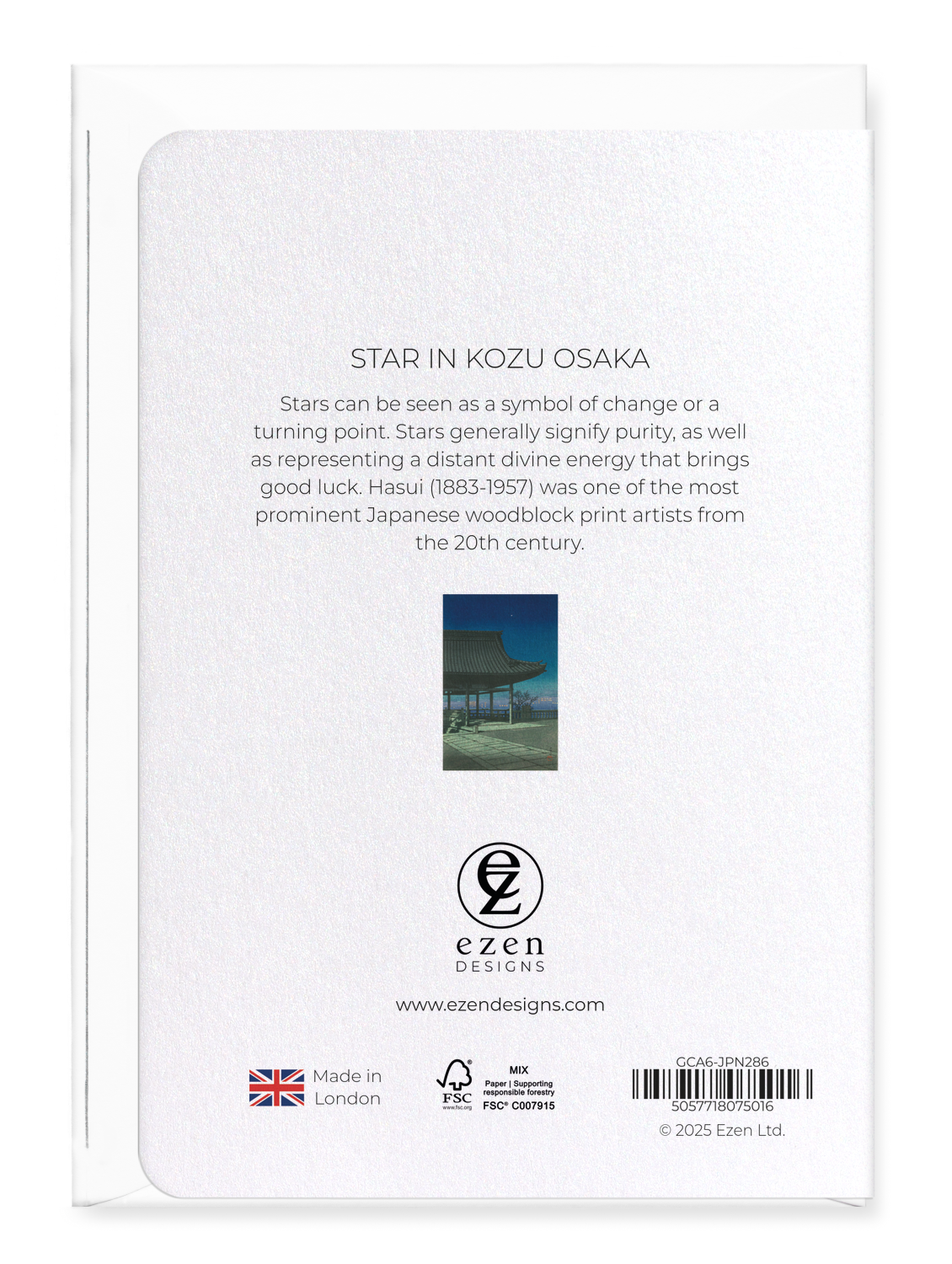 Ezen Designs - Star in kozu osaka - Greeting Card - Back