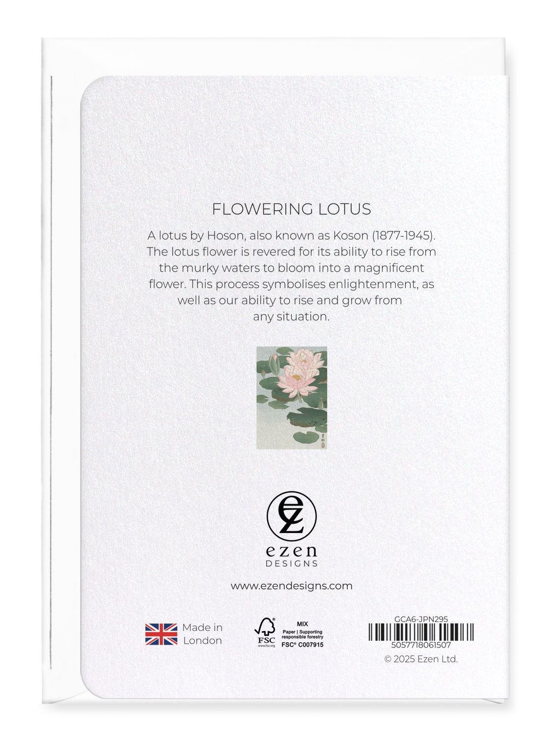 Ezen Designs - Flowering lotus - Greeting Card - Back