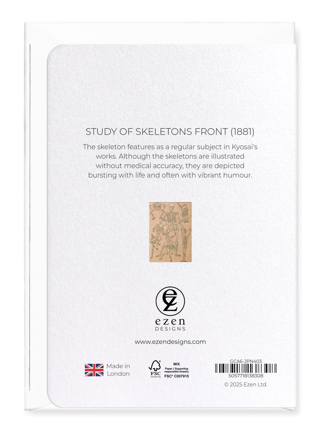 Ezen Designs - Study of Skeletons Front (1881) - Greeting Card - Back