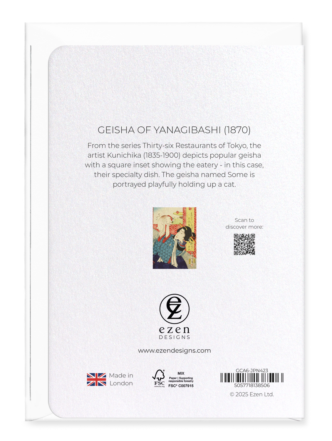 Ezen Designs - Geisha of Yanagibashi (1870) - Greeting Card - Back