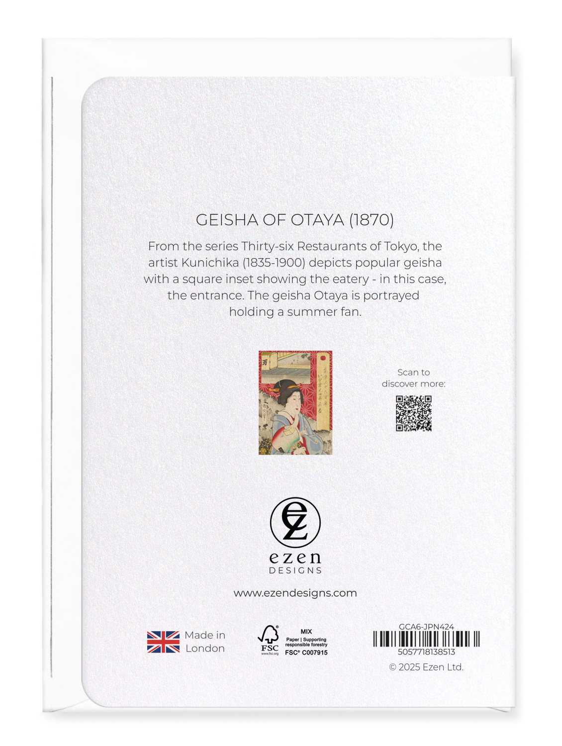 Ezen Designs - Geisha of Otaya (1870) - Greeting Card - Back