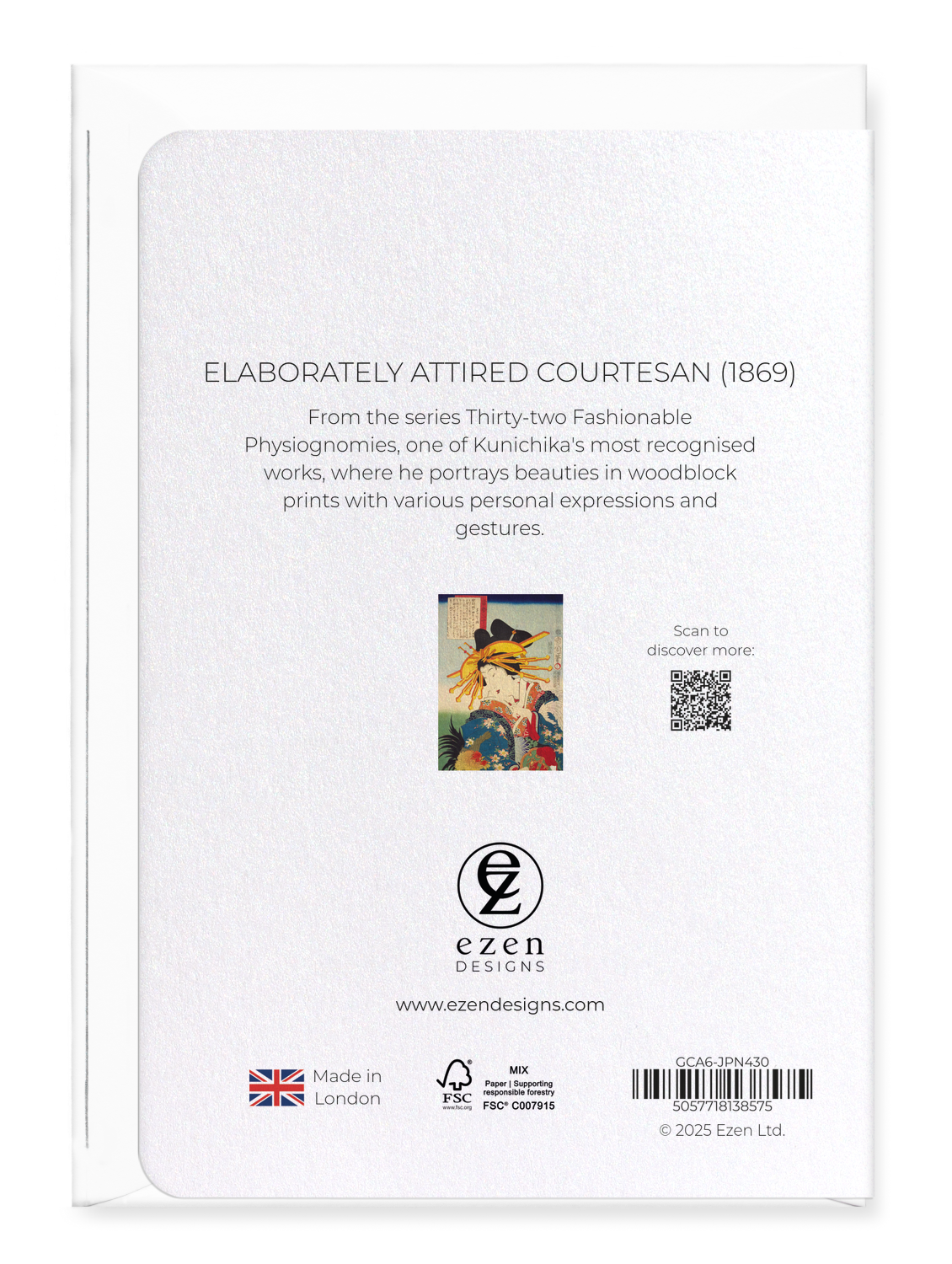 Ezen Designs - Elaborately attired courtesan (1869) - Greeting Card - Back