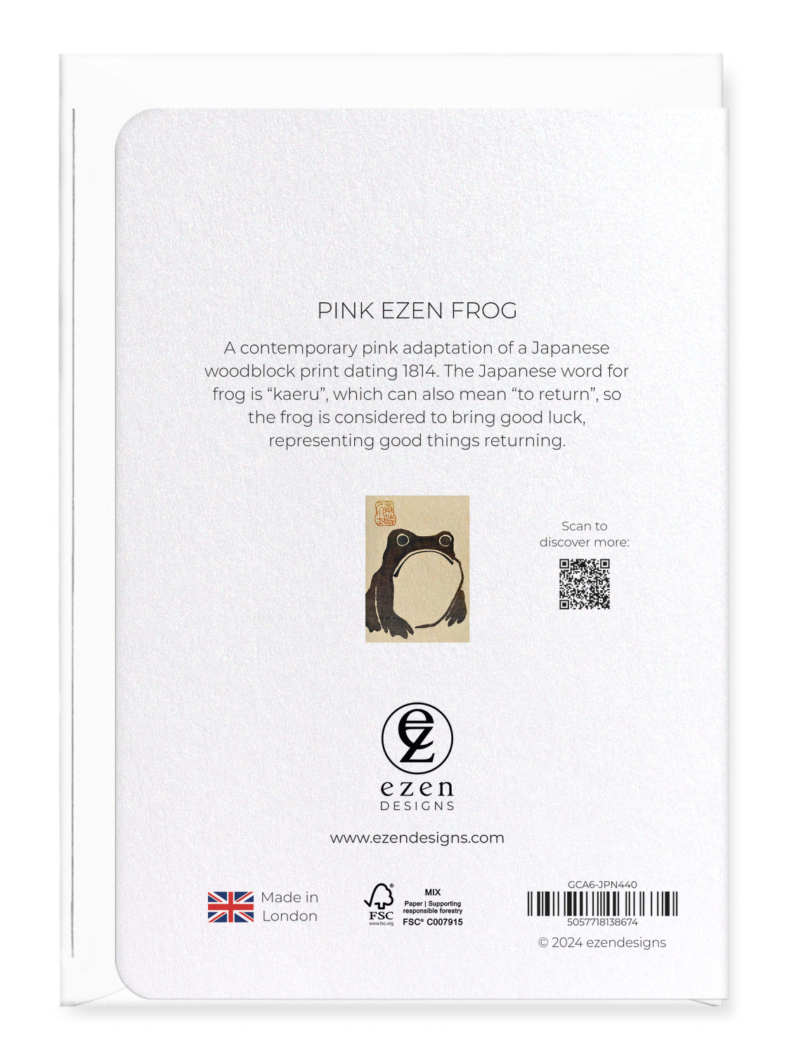 Ezen Designs - Pink Ezen Frog - Greeting Card - Back