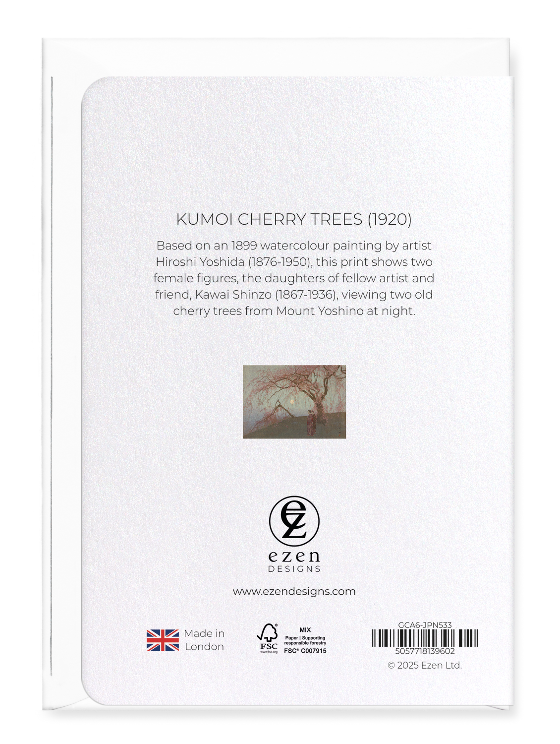 Ezen Designs - Kumoi Cherry Trees (1920) - Greeting Card - Back