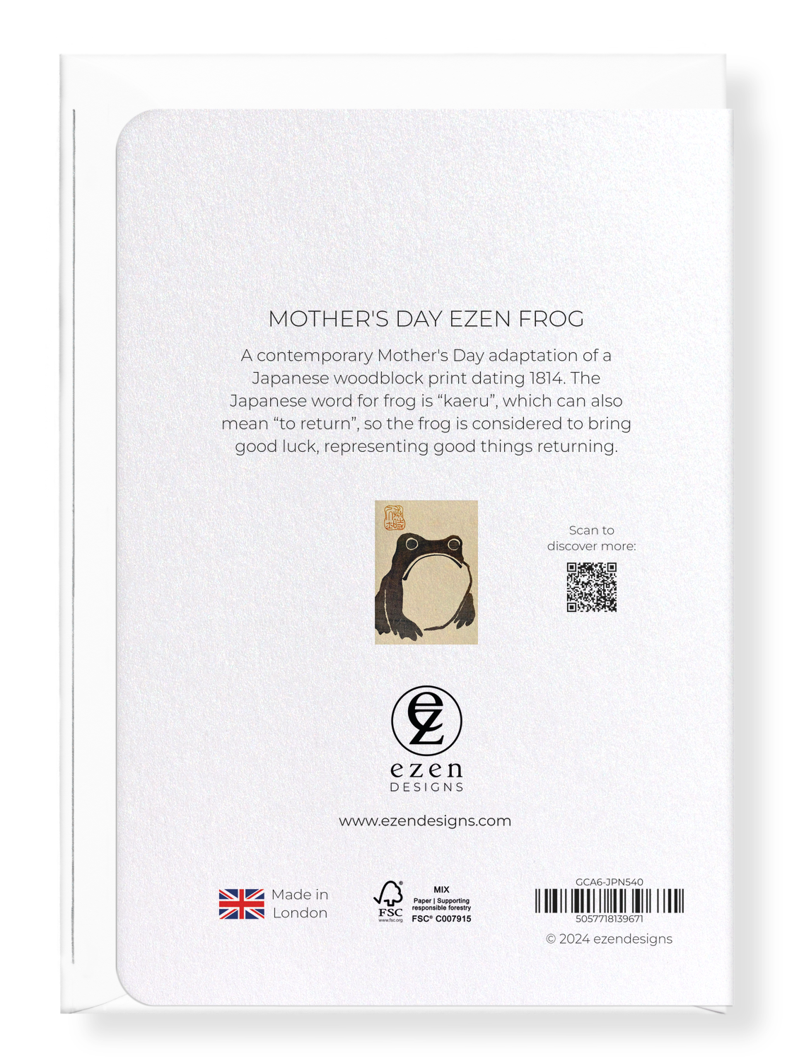 Ezen Designs - Mother's Day Ezen Frog - Greeting Card - Back