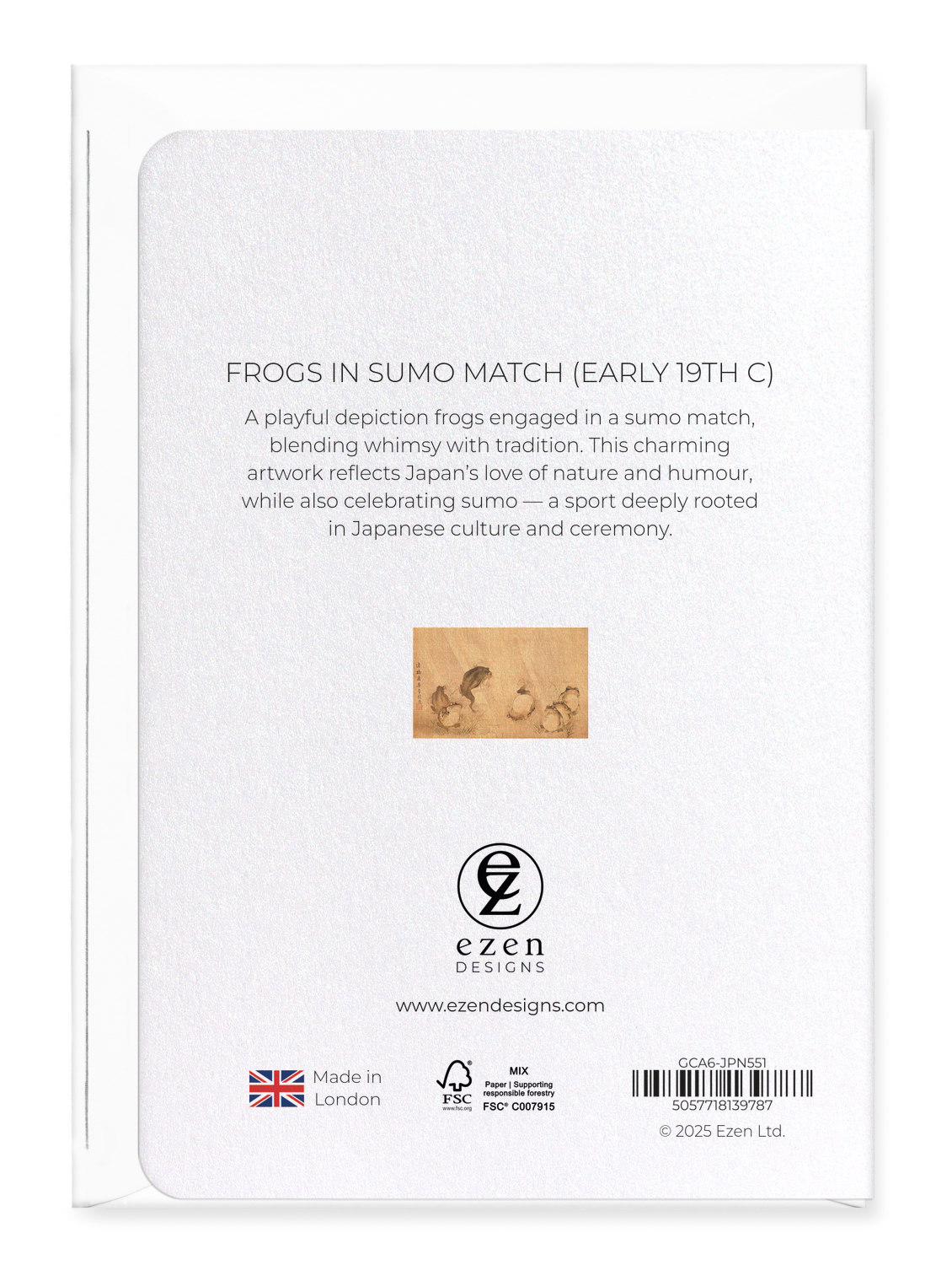 Ezen Designs - Frogs in Sumo Match (Early 19th C) - Greeting Card - Back