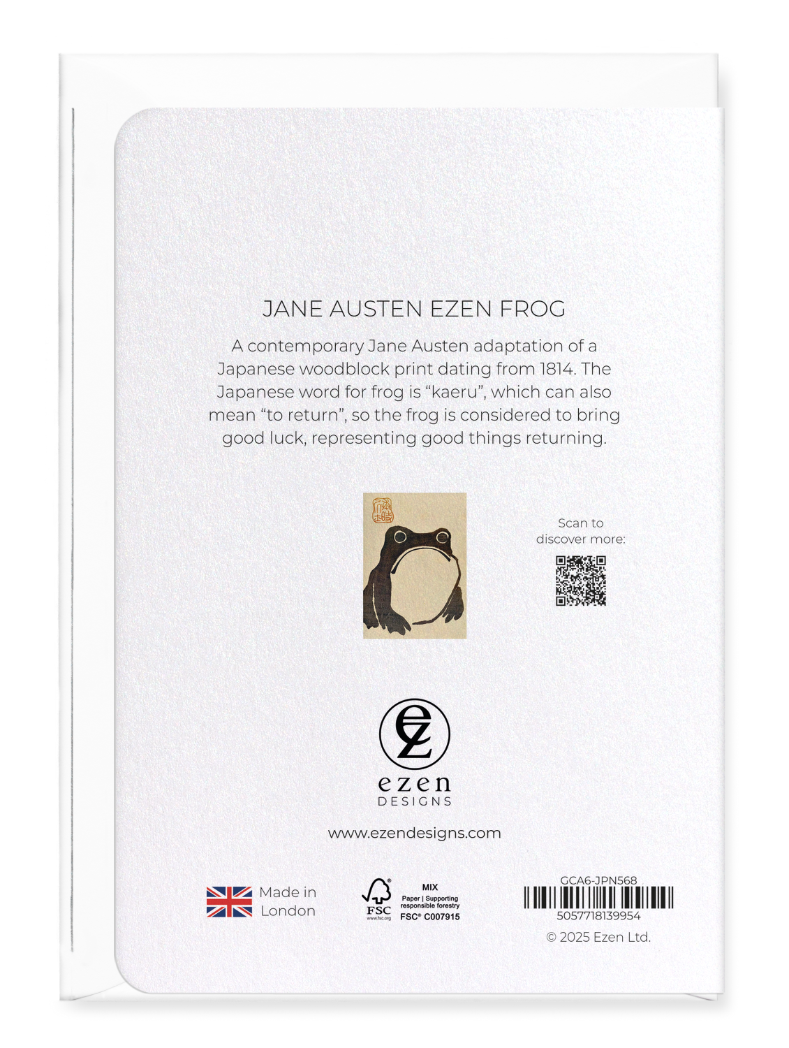 Ezen Designs - Jane Austen Ezen Frog - Greeting Card - Back