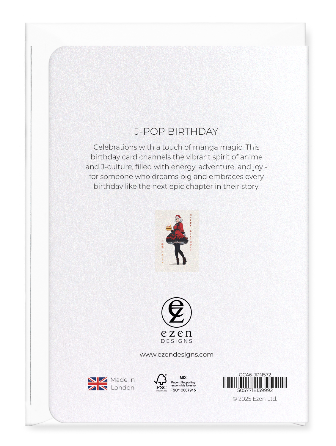 Ezen Designs - J-pop Birthday - Greeting Card - Back