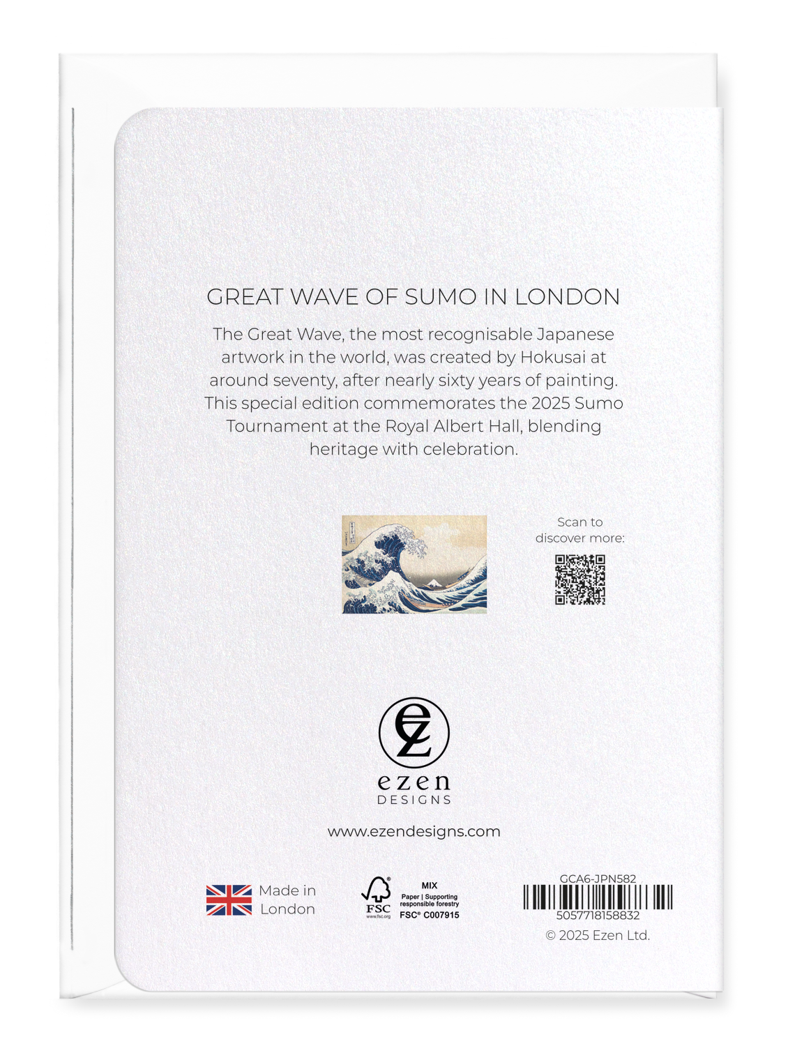 Ezen Designs - Great Wave of Sumo in London - Greeting Card - Back