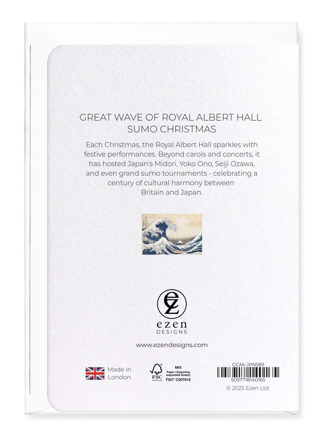 Ezen Designs - Great wave of Royal Albert Hall Sumo Christmas - Greeting Card - Back