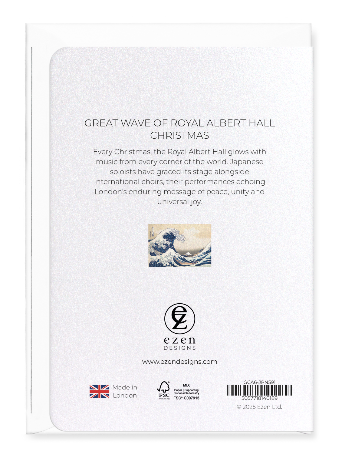 Ezen Designs - Great wave of Royal Albert Hall Christmas - Greeting Card - Back