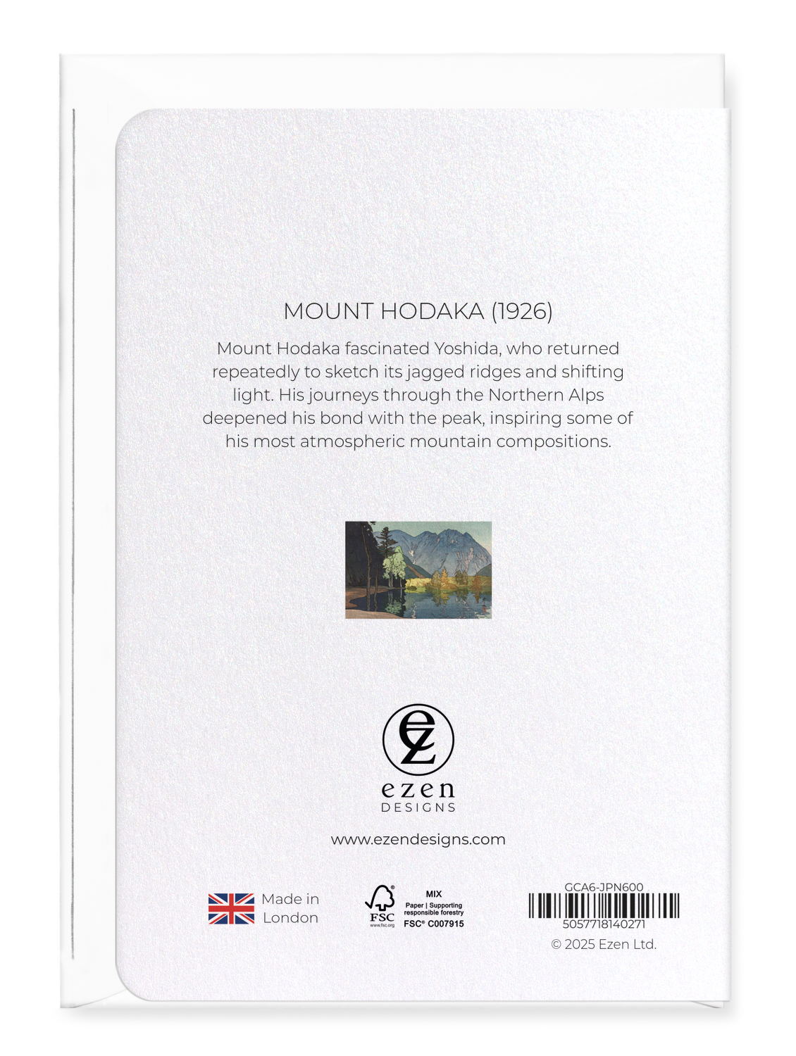 Ezen Designs - Mount Hodaka (1926) - Greeting Card - Back