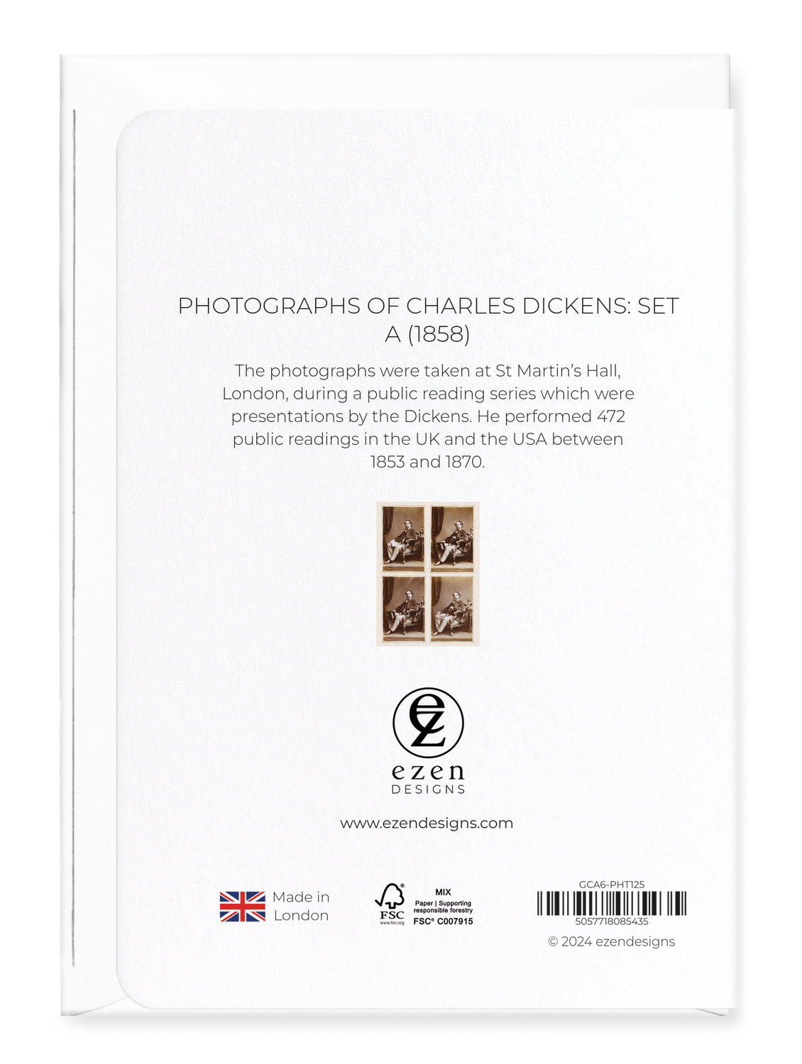 Ezen Designs - Photographs of Charles Dickens: Set A (1858) - Greeting Card - Back