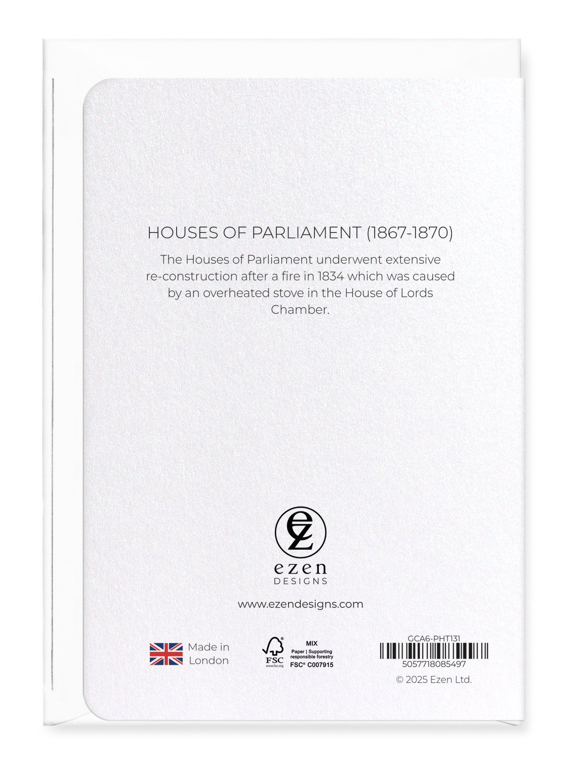 Ezen Designs - Houses of Parliament (1867-1870) - Greeting Card - Back