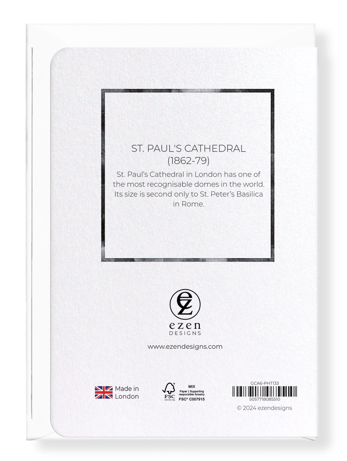 Ezen Designs - St. Paul's Cathedral (1862-79) - Greeting Card - Back