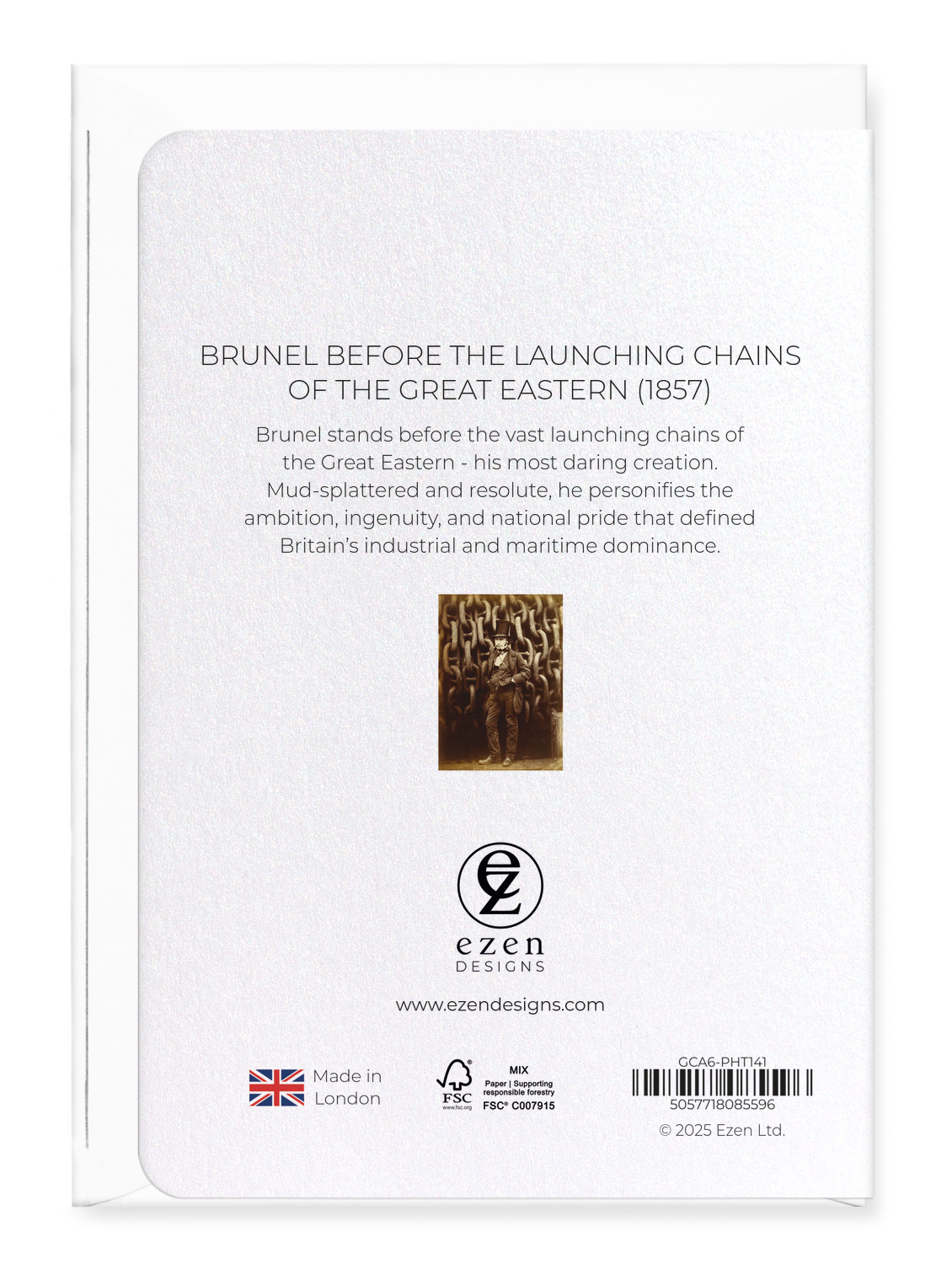 Ezen Designs - Brunel before the Launching Chains of the Great Eastern (1857) - Greeting Card - Back