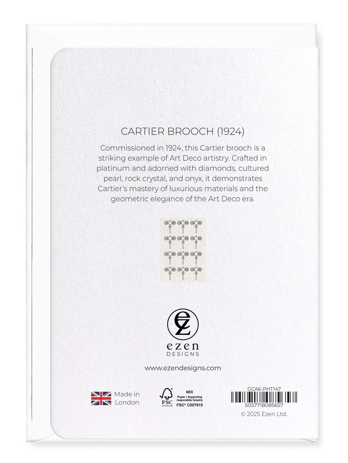 Ezen Designs - Cartier Brooch (1924) - Greeting Card - Back