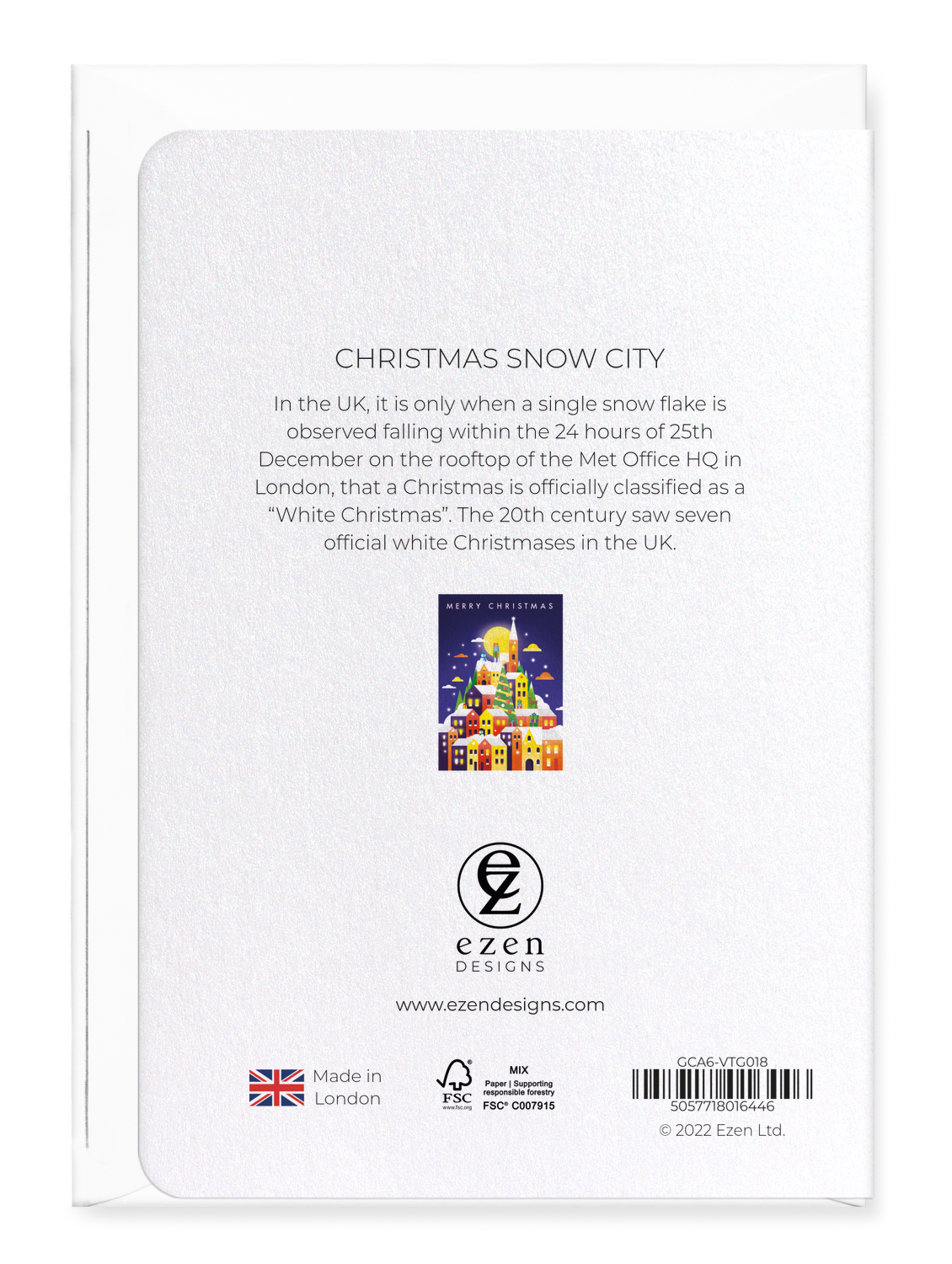 Ezen Designs - Christmas snow city - Greeting Card - Back