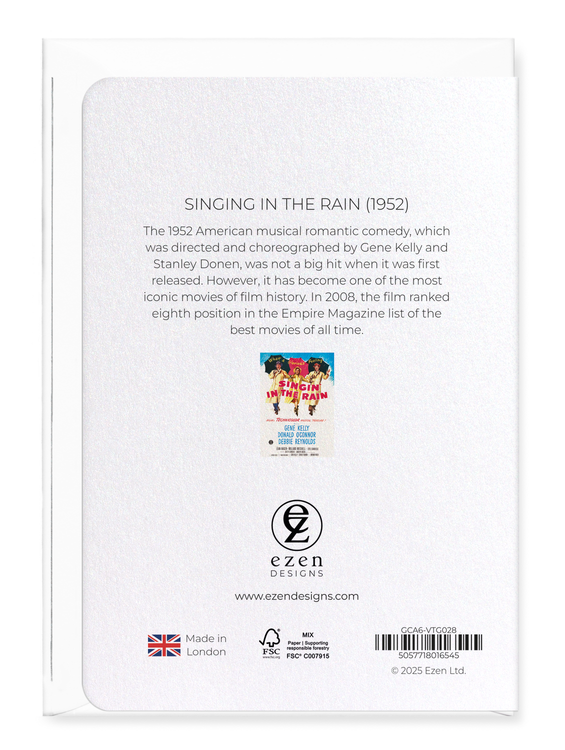 Ezen Designs - Singing in the rain (1952) - Greeting Card - Back