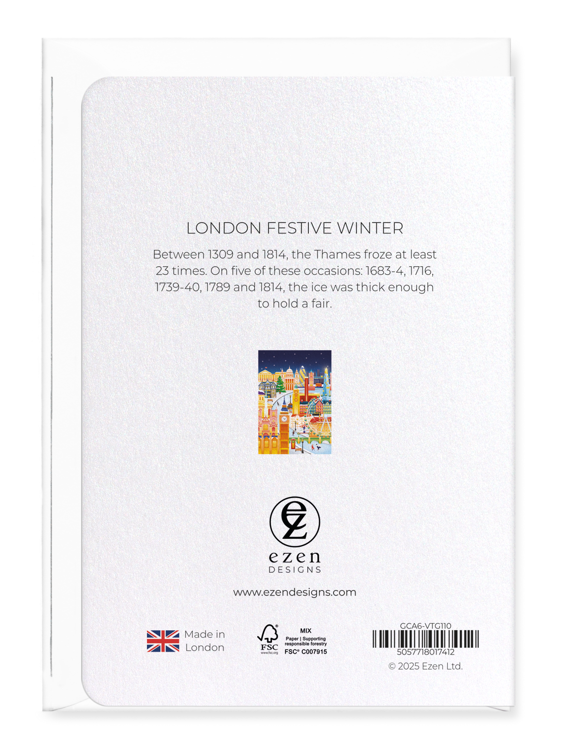 Ezen Designs - London festive winter - Greeting Card - Back