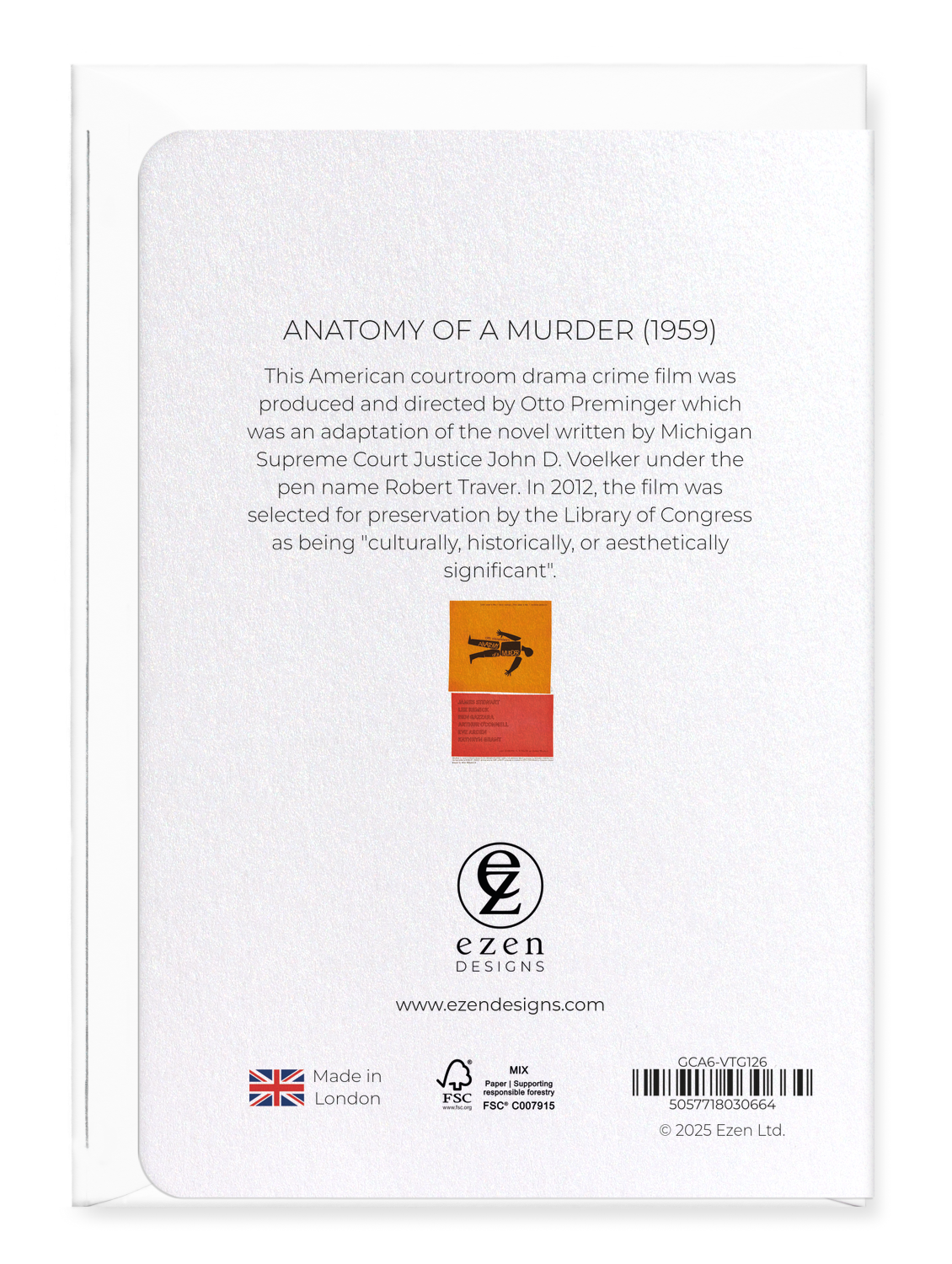 Ezen Designs - Anatomy of a murder (1959) - Greeting Card - Back