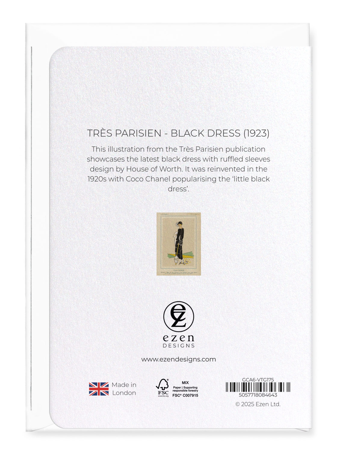 Ezen Designs - Très Parisien - Black Dress (1923) - Greeting Card - Back